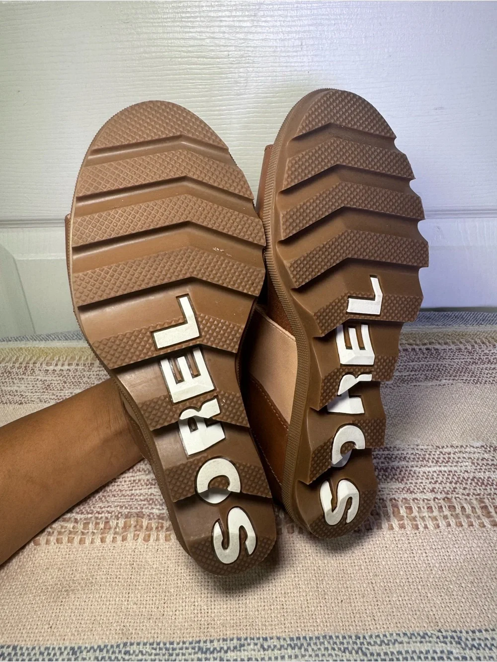 Sorel Women's Brown and Beige Slingback Wedge Sandals